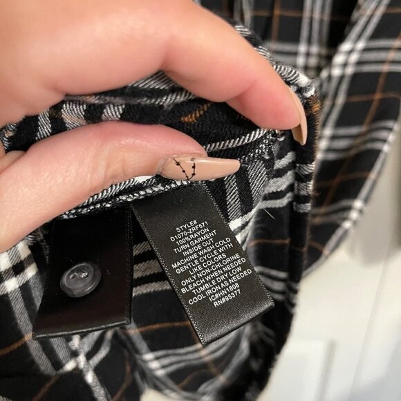 Sanctuary Womens Black Plaid Soft Faux Skirt Wrap Button Up Shirt Dress Small - Picture 5 of 7